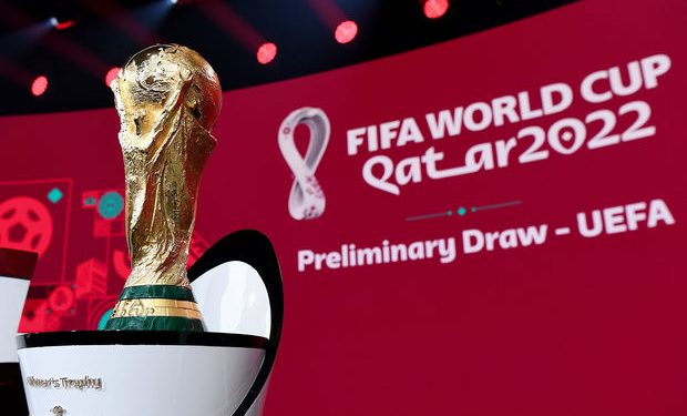 ZURICH, SWITZERLAND - DECEMBER 07: The World Cup Trophy is seen prior to the Preliminary Draw of the 2022 Qatar FIFA World Cup on December 07, 2020 in Zurich, Switzerland. (Photo by FIFA/FIFA via Getty Images)